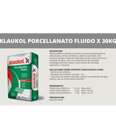 Klaukol Porcelanato Fluido X 30 Kg `premium`