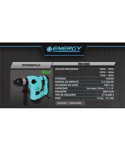 Rotomartillo 30mm 1500watt  Energy
