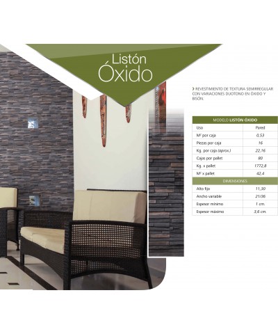 Liston óxido Revestimiento 0.53 M2
