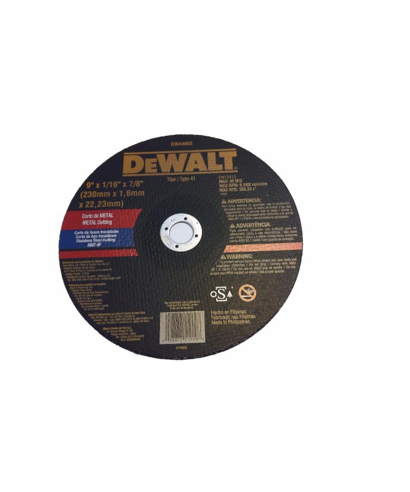 Disco De  Corte 230 X 1.60 Mm   `dewalt`