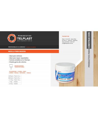 Masilla Para Madera Roble X 400 Gr `telplast`