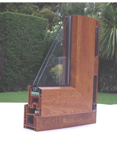 Ventana Pvc Life Golden Oak Std 2.00x2.00 Vidrio Dvh  Iwin