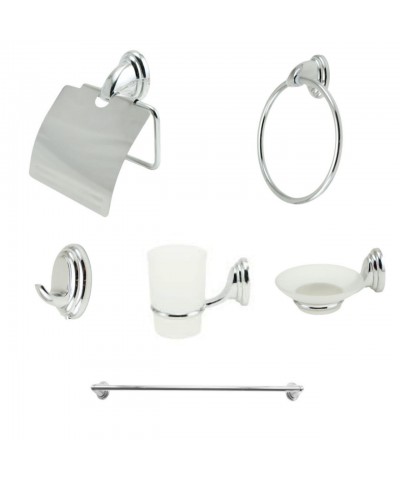 Set X6 Piezas Milano (percha, Aro Toallero, P/rollo, Jabonera, Vaso Cepillo,barral Toallero)