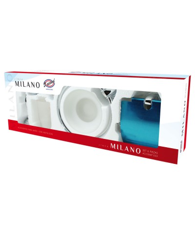 Set X6 Piezas Milano (percha, Aro Toallero, P/rollo, Jabonera, Vaso Cepillo,barral Toallero)