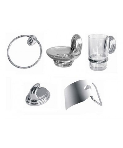 Set X5 Piezas Etna (percha, Aro Toallero, P/rollo, Jabonera, Vaso Cepillo)
