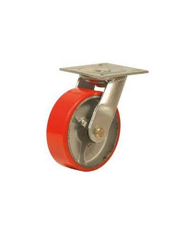 RUEDA HIERRO PU 100 MM BASE GIRAT. 114 X 100